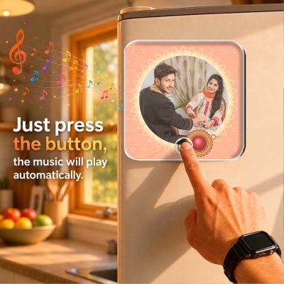 Personalized Rakhi Memory Musical Fridge Magnet Custom Photo & Audio Gift for Brother Sister  Unique Raksha Bandhan Keepsake